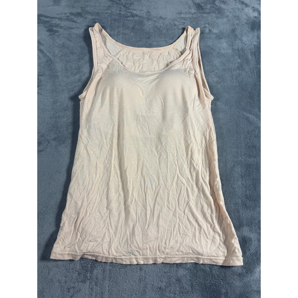 Unbranded Womens Built In Bra Tank Top Size M Peach Padded Viscose Stretch